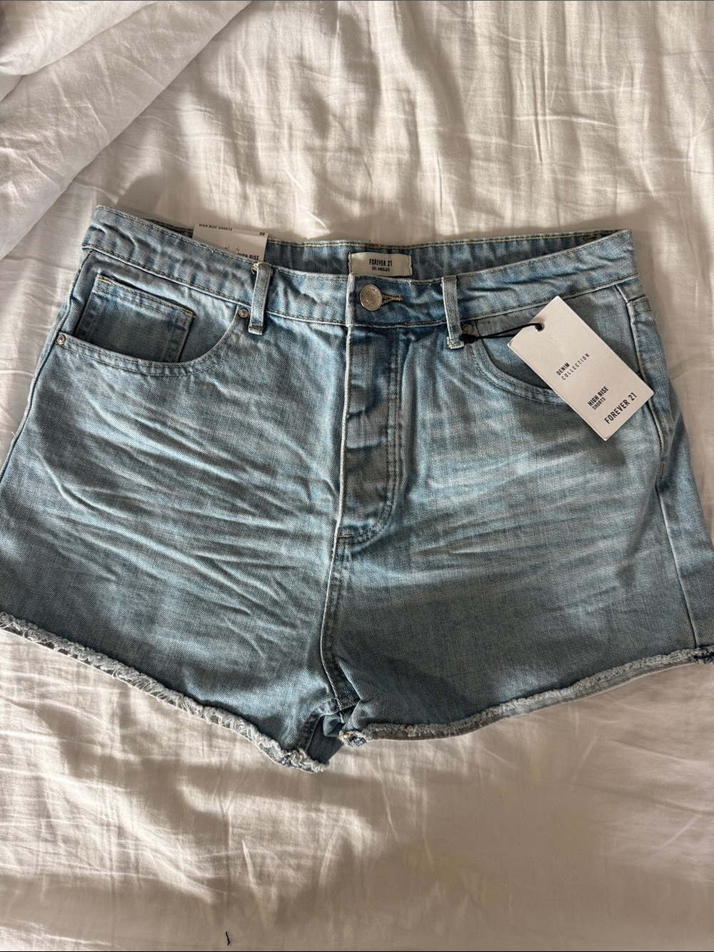 Forever 21 Light Blue High-Rise Denim Cutoff Shorts button fly new! Women’s 30